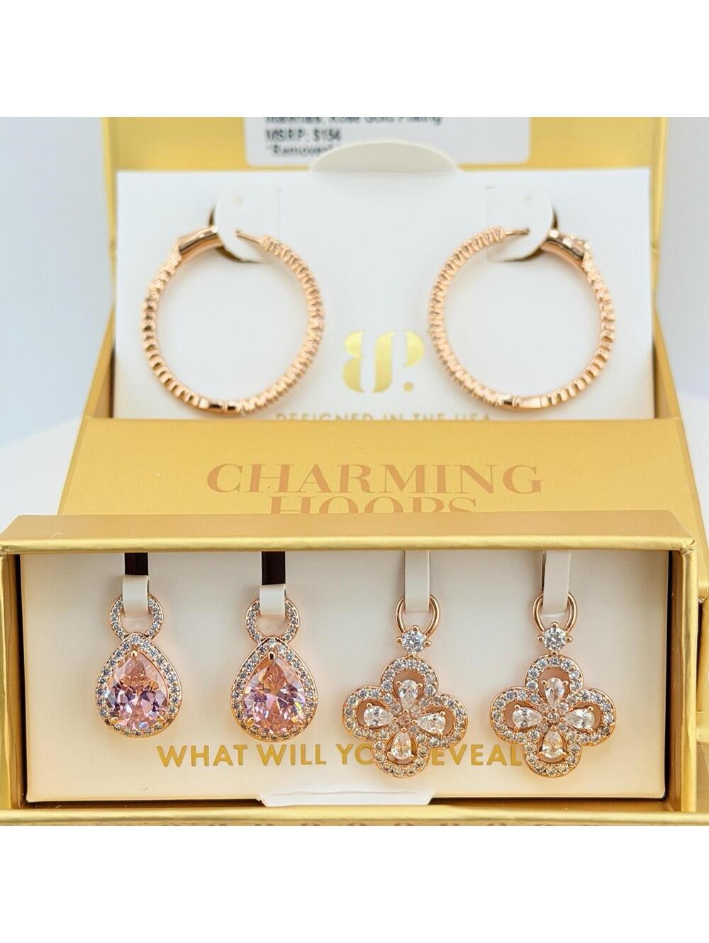 Bomb Party Charming BIG Hoops Clovers “We Make The Trends” Rose Gold CLOVERS